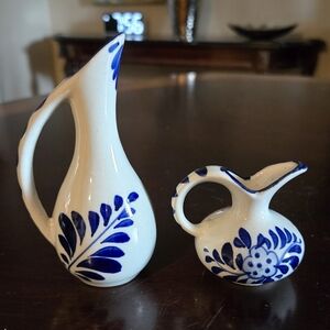 2 Mini Vintage Delft Pitchers